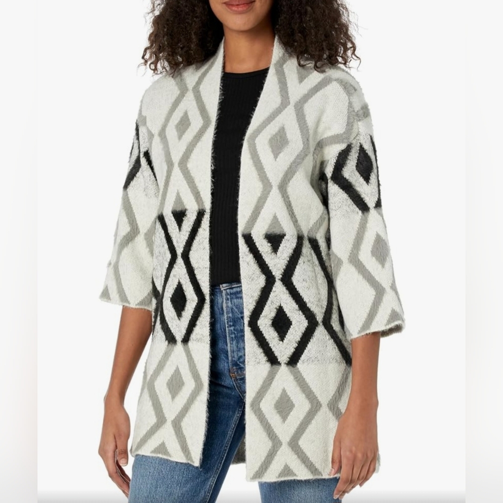 MULTIPLES Women's Three QuartersSleeve Drop Shoulder Open Front NWT.sz M